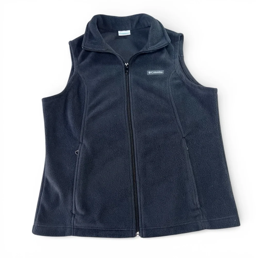 Columbia Benton Springs Women’s Large Fleece Vest Black Zip Front